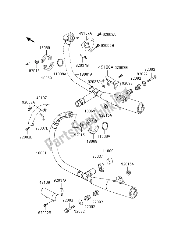 Toutes les pièces pour le Silencieux du Kawasaki EN 500 1995