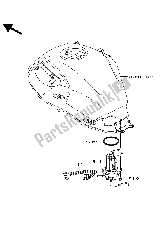 All parts for the Fuel Pump of the Kawasaki Versys ABS 650 2012