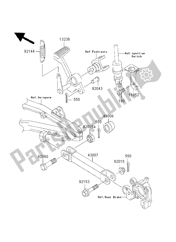 All parts for the Brake Pedal of the Kawasaki ZRX 1200S 2003