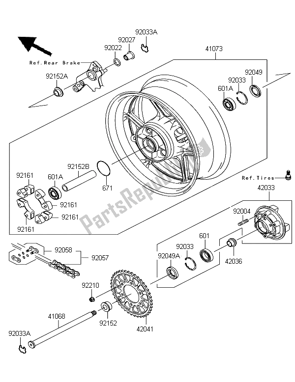 All parts for the Rear Hub of the Kawasaki Z 1000 SX ABS 2012