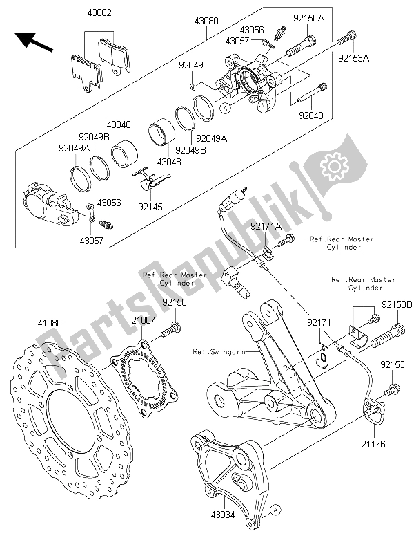 All parts for the Rear Brake of the Kawasaki 1400 GTR ABS 2016