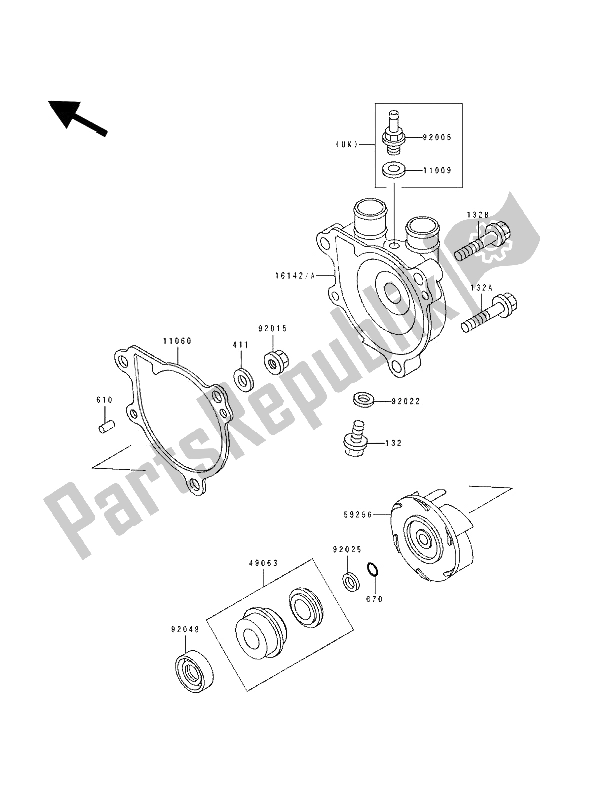 Wszystkie części do Pompa Wodna Kawasaki Tengai 650 1991