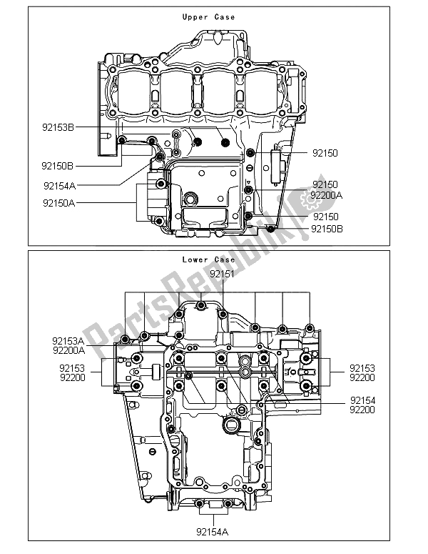 Tutte le parti per il Modello Del Bullone Del Basamento del Kawasaki Z 1000 ABS 2013