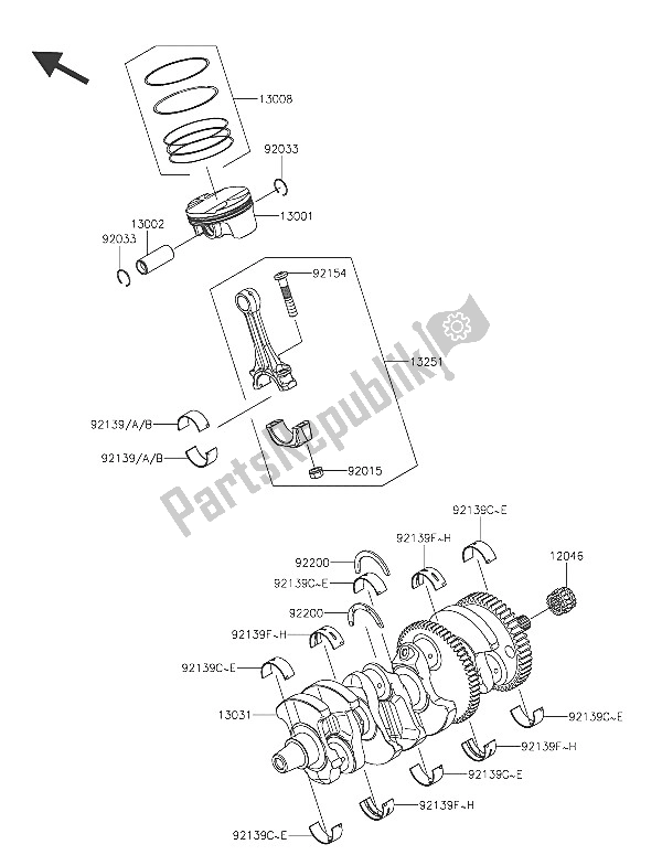 All parts for the Crankshaft & Piston(s) of the Kawasaki Ninja H2 1000 2016