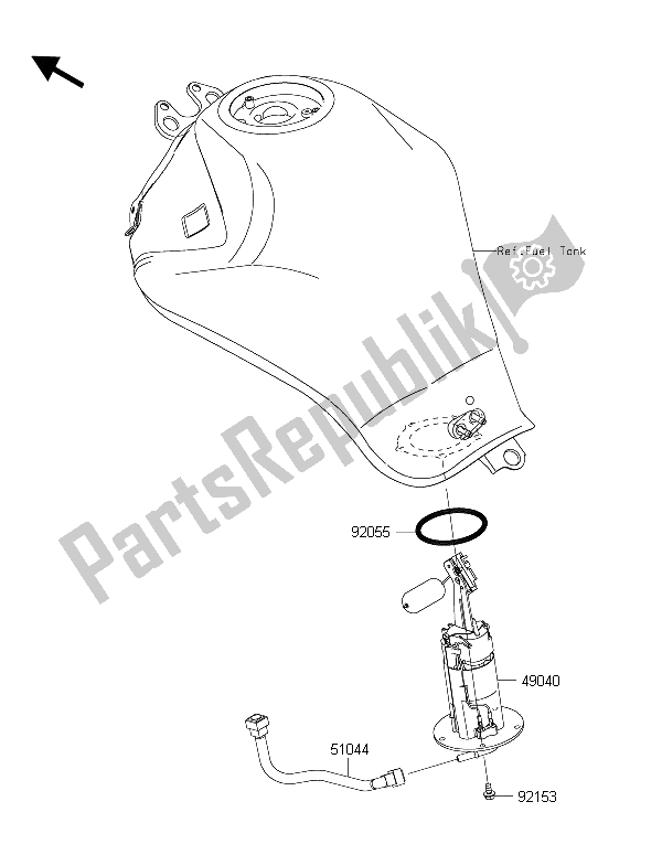 All parts for the Fuel Pump of the Kawasaki ER 6N ABS 650 2015