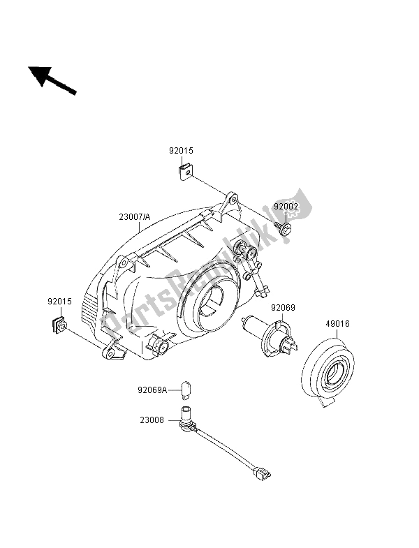 Tutte le parti per il Faro del Kawasaki ZZ R 600 1997