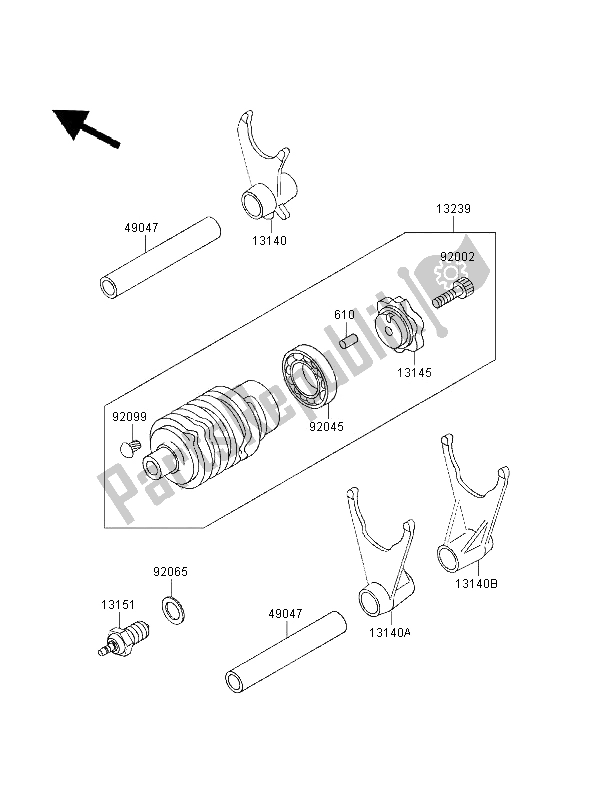 All parts for the Gear Change Drum & Shift Fork of the Kawasaki ZXR 400 1995