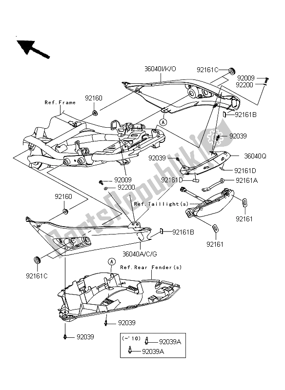 All parts for the Seat Cover of the Kawasaki ER 6F 650 2009