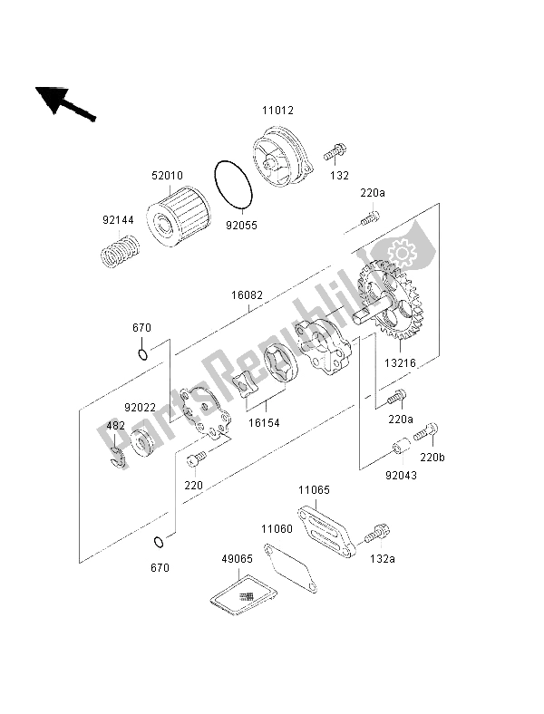 Tutte le parti per il Pompa Dell'olio del Kawasaki Eliminator 125 2002