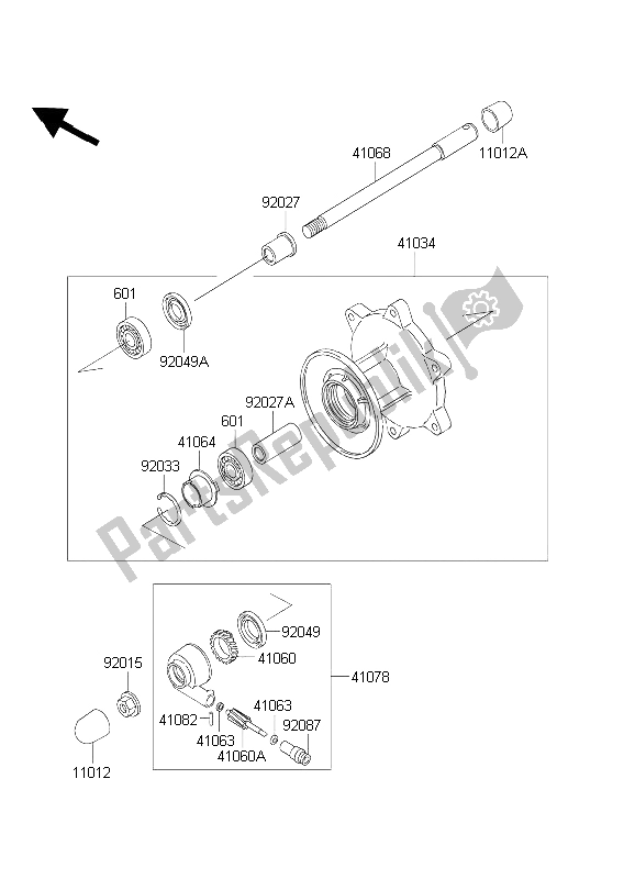 Tutte le parti per il Mozzo Anteriore del Kawasaki EL 252 2003