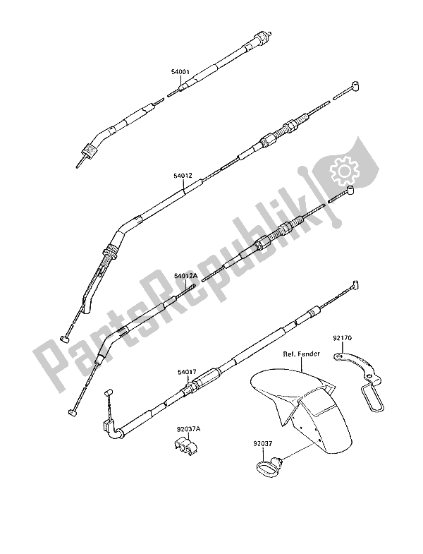 Alle onderdelen voor de Kabels van de Kawasaki GPX 750R 1988