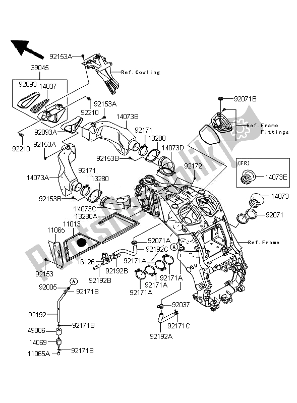 Toutes les pièces pour le Purificateur D'air du Kawasaki ZZR 1400 ABS 2007