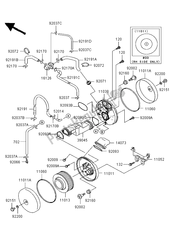 Todas las partes para Filtro De Aire de Kawasaki VN 1500 Mean Streak 2003