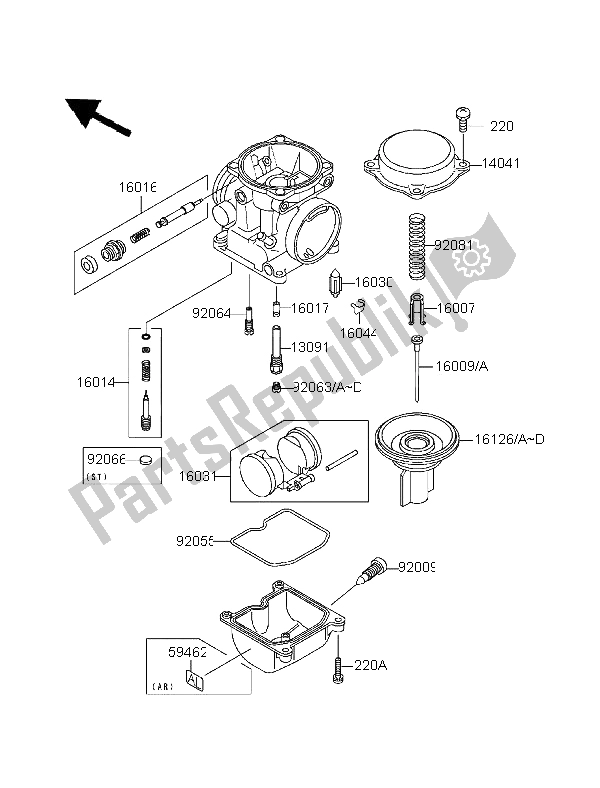 Todas as partes de Partes Do Carburador do Kawasaki EN 500 1996