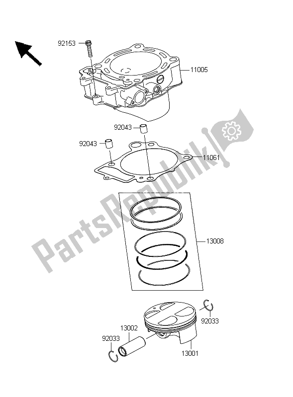 All parts for the Cylinder & Piston(s) of the Kawasaki KFX 450R 2009