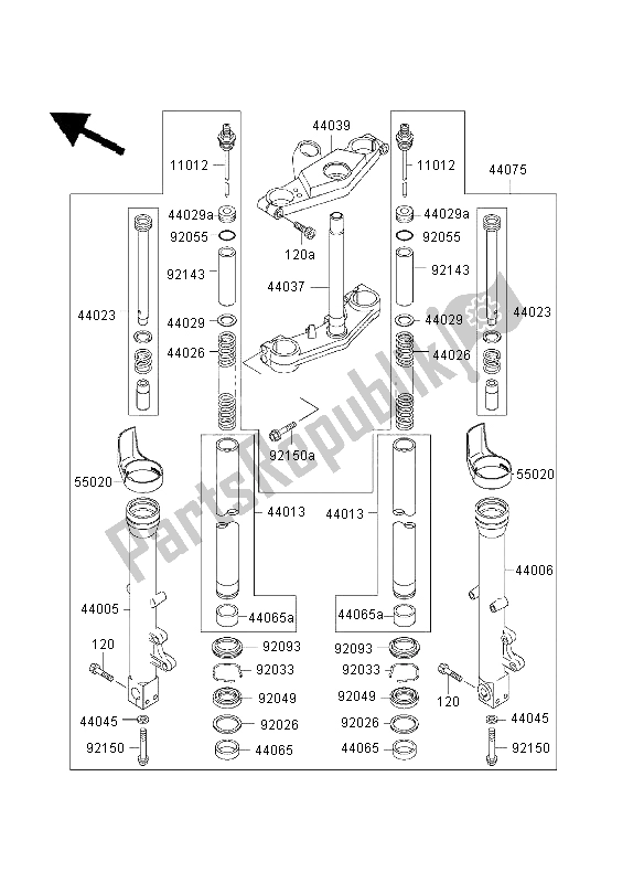 Todas las partes para Tenedor Frontal de Kawasaki ZZR 600 2003