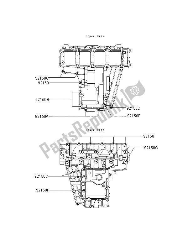 All parts for the Crankcase Bolt Pattern of the Kawasaki Ninja ZX 9R 900 1996