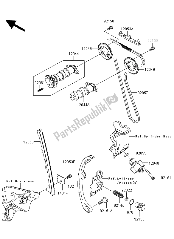 Tutte le parti per il Albero A Camme E Tenditore del Kawasaki KLX 250 2013