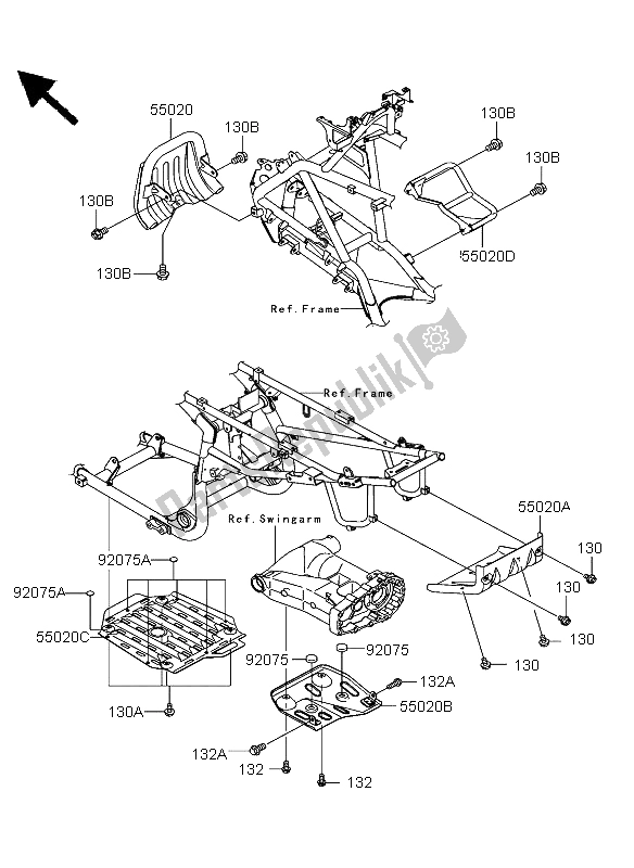 All parts for the Guard of the Kawasaki KFX 700 2004