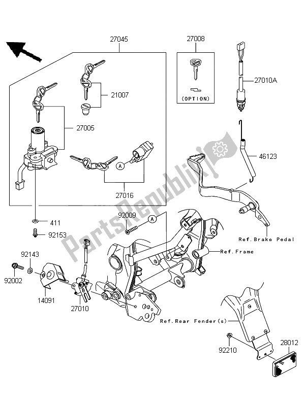 Toutes les pièces pour le Interrupteur D'allumage du Kawasaki D Tracker 125 2011