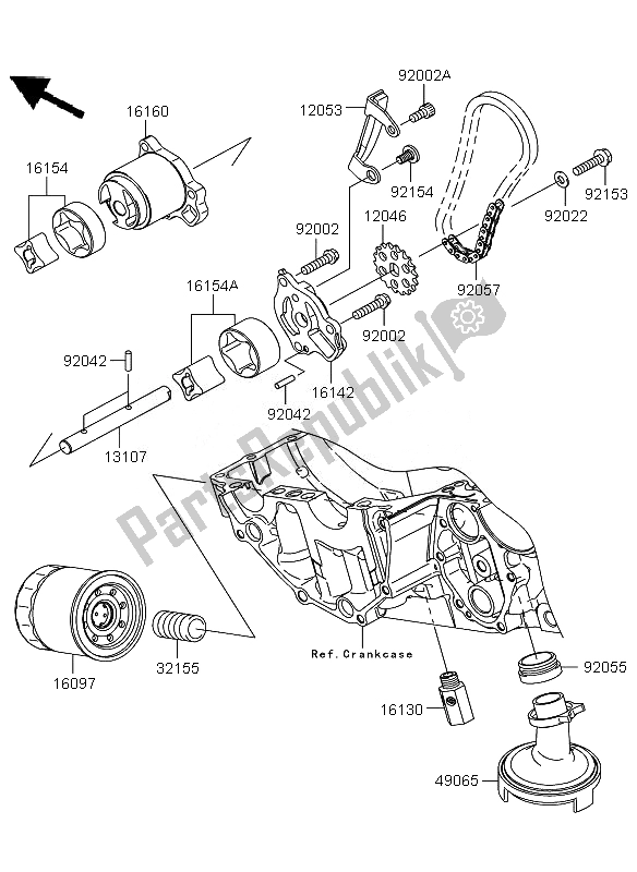 Alle onderdelen voor de Oliepomp van de Kawasaki Versys ABS 650 2011