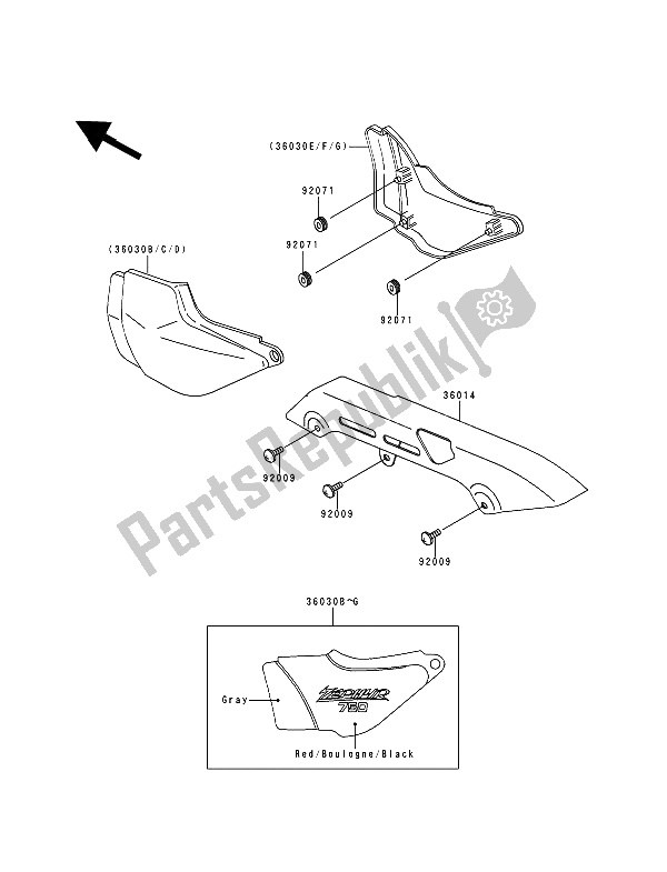 Tutte le parti per il Coperchio Laterale E Custodia A Catena del Kawasaki Zephyr 750 1994