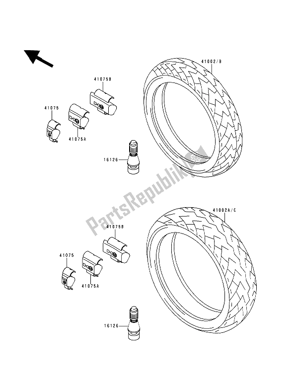 All parts for the Tire of the Kawasaki Zephyr 750 1991