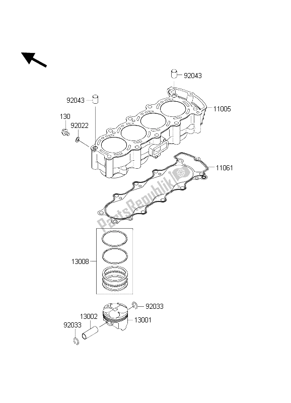 All parts for the Cylinder & Piston(s) of the Kawasaki Ninja ZX 6R 600 2004