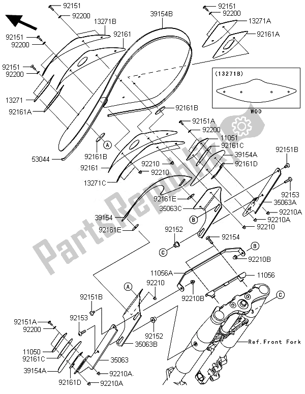 Toutes les pièces pour le Capot du Kawasaki VN 1700 Classic Tourer ABS 2014