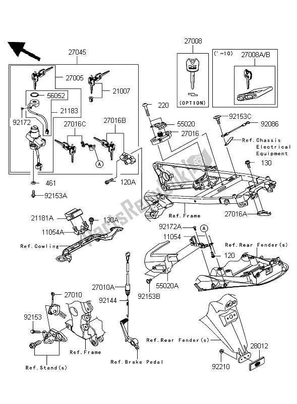 Tutte le parti per il Interruttore Di Accensione del Kawasaki ZZR 1400 ABS 2009