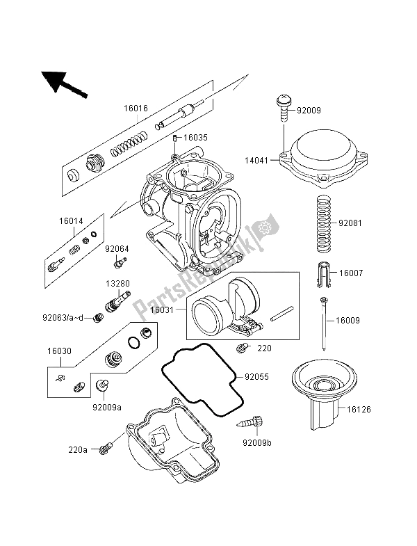 Alle onderdelen voor de Carburateur Onderdelen van de Kawasaki ZXR 400 1997