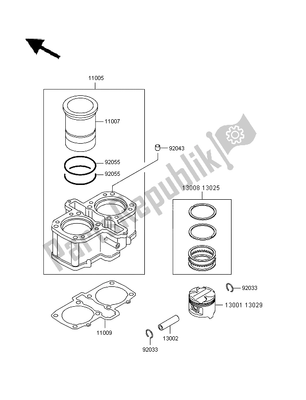 Tutte le parti per il Cilindro E Pistone del Kawasaki GPZ 500S 1997