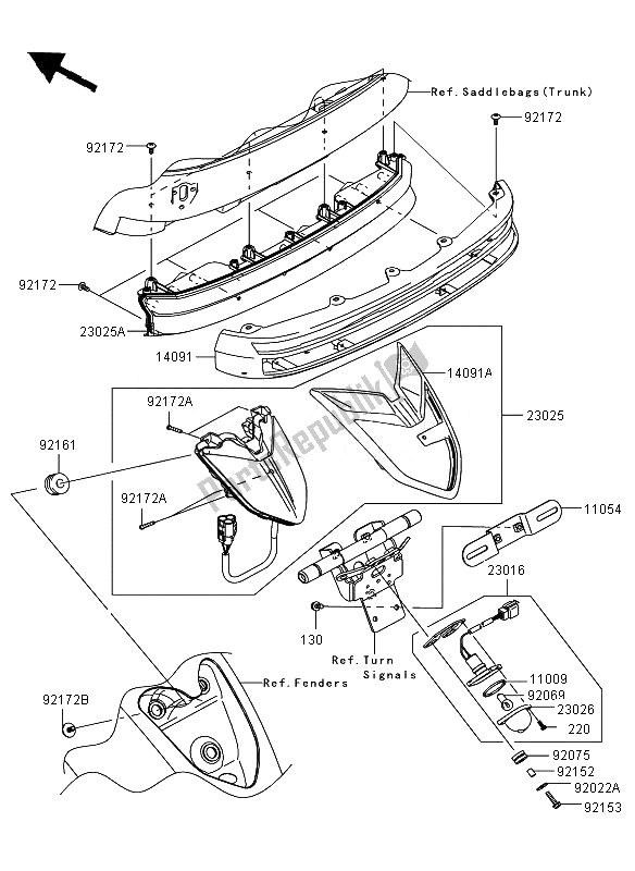 All parts for the Taillight of the Kawasaki VN 1700 Voyager ABS 2011