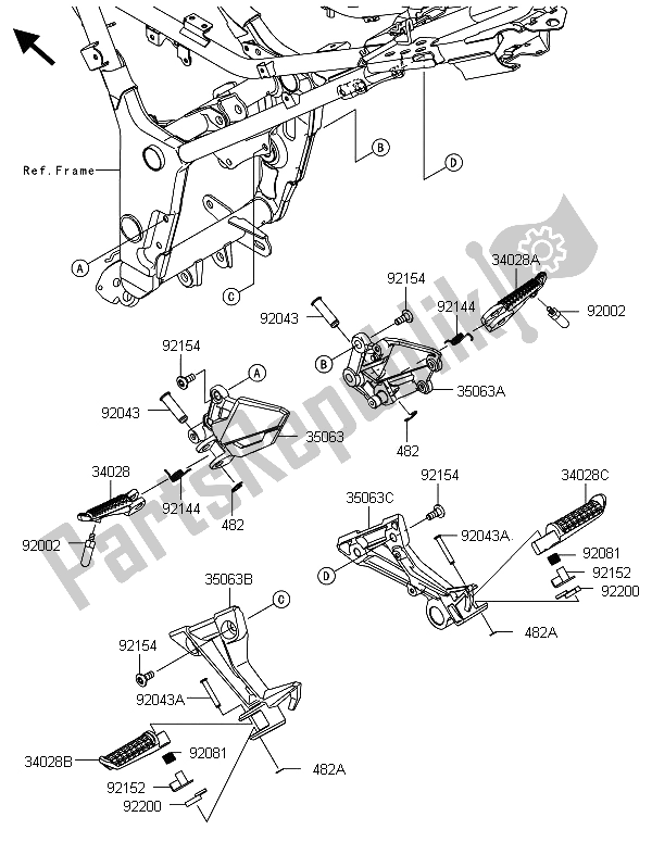 Tutte le parti per il Poggiapiedi del Kawasaki Ninja 300 ABS 2013