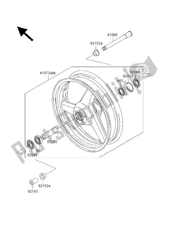 Todas las partes para Buje Delantero de Kawasaki Ninja ZX 12R 1200 2000