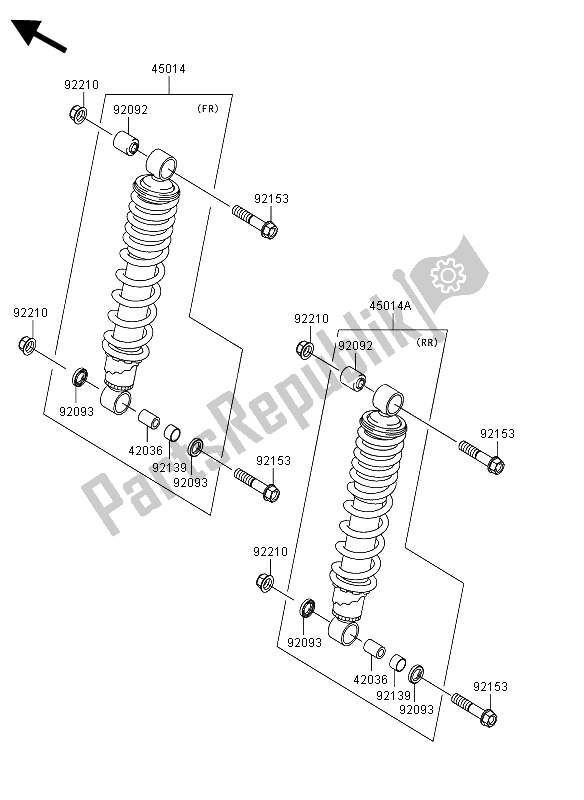 All parts for the Shock Absorber of the Kawasaki KVF 750 4X4 EPS 2012