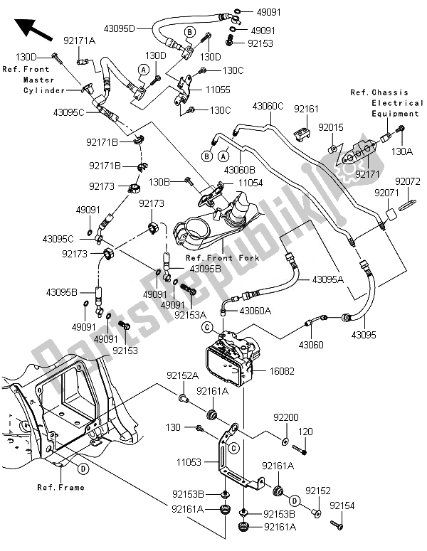 All parts for the Brake Piping of the Kawasaki ZZR 1400 ABS 2014