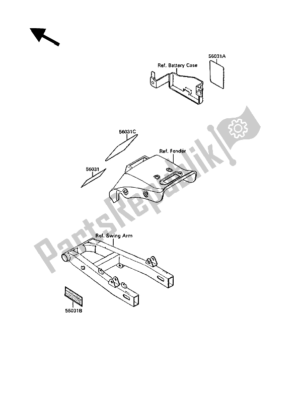 Tutte le parti per il Etichette del Kawasaki EL 250 1989