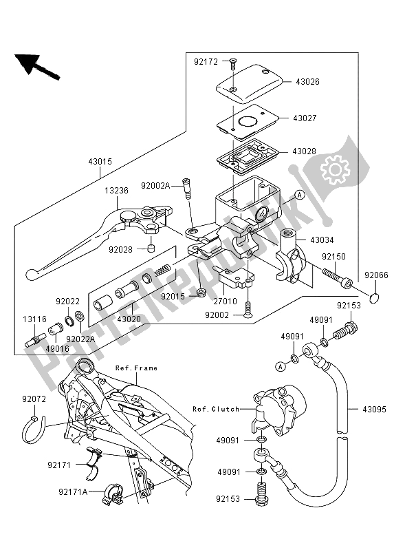 All parts for the Clutch Master Cylinder of the Kawasaki VN 1600 Mean Streak 2006