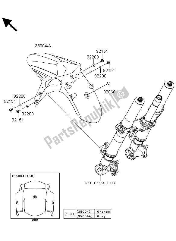 Todas las partes para Guardabarros Delantero de Kawasaki Versys 1000 2013