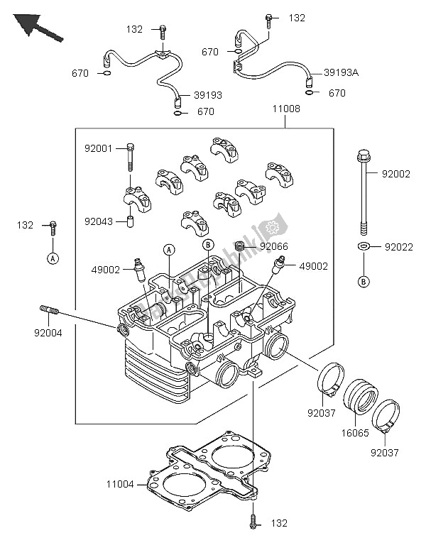 Tutte le parti per il Testata del Kawasaki KLE 500 2005