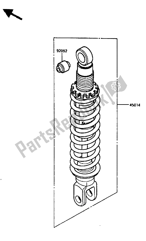 All parts for the Shock Absorber of the Kawasaki KLR 250 1986