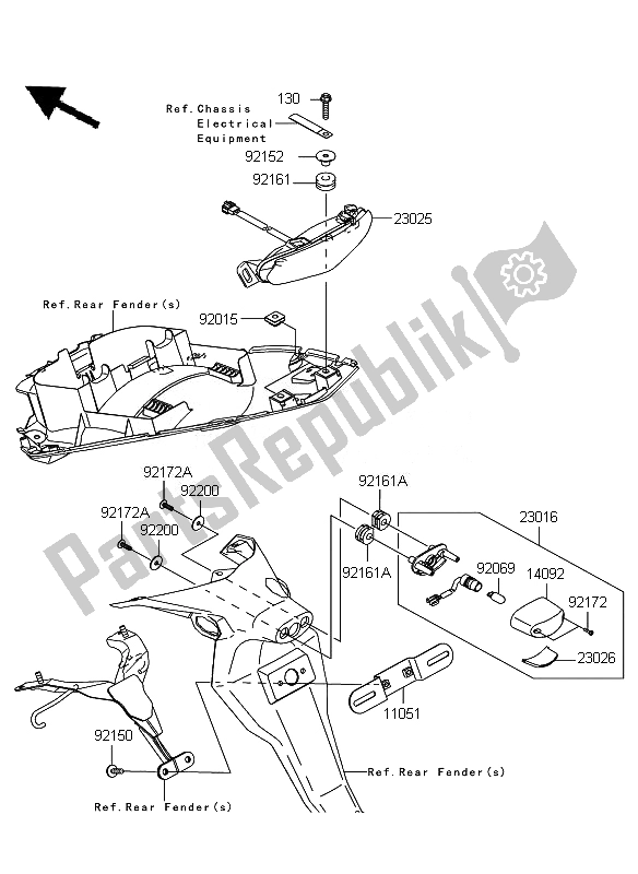 Tutte le parti per il Fanale Posteriore del Kawasaki ER 6F ABS 650 2010