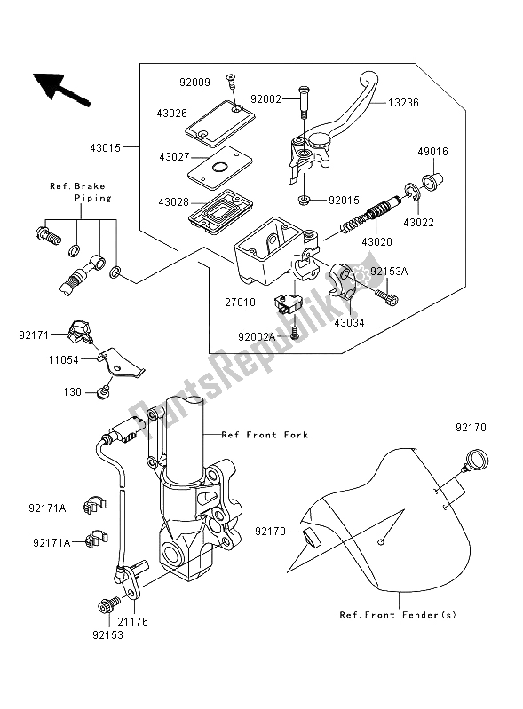 All parts for the Front Master Cylinder of the Kawasaki Versys ABS 650 2008