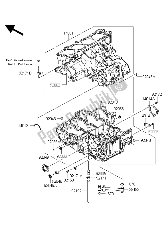 All parts for the Crankcase of the Kawasaki ZZR 1400 ABS 2008