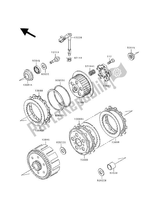 Toutes les pièces pour le Embrayage du Kawasaki KDX 200 1990