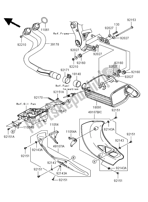 All parts for the Muffler of the Kawasaki Versys ABS 650 2008