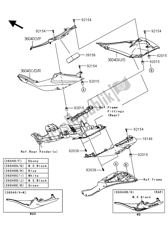 All parts for the Side Covers of the Kawasaki Ninja ZX 6R 600 2010