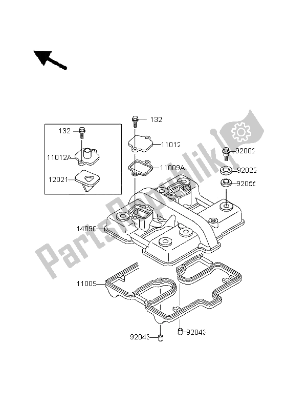 Todas las partes para Cubierta De Tapa De Cilindro de Kawasaki EN 500 1996