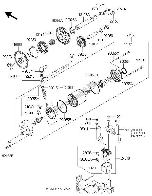 All parts for the Starter Motor of the Kawasaki ZZR 1400 ABS 2015